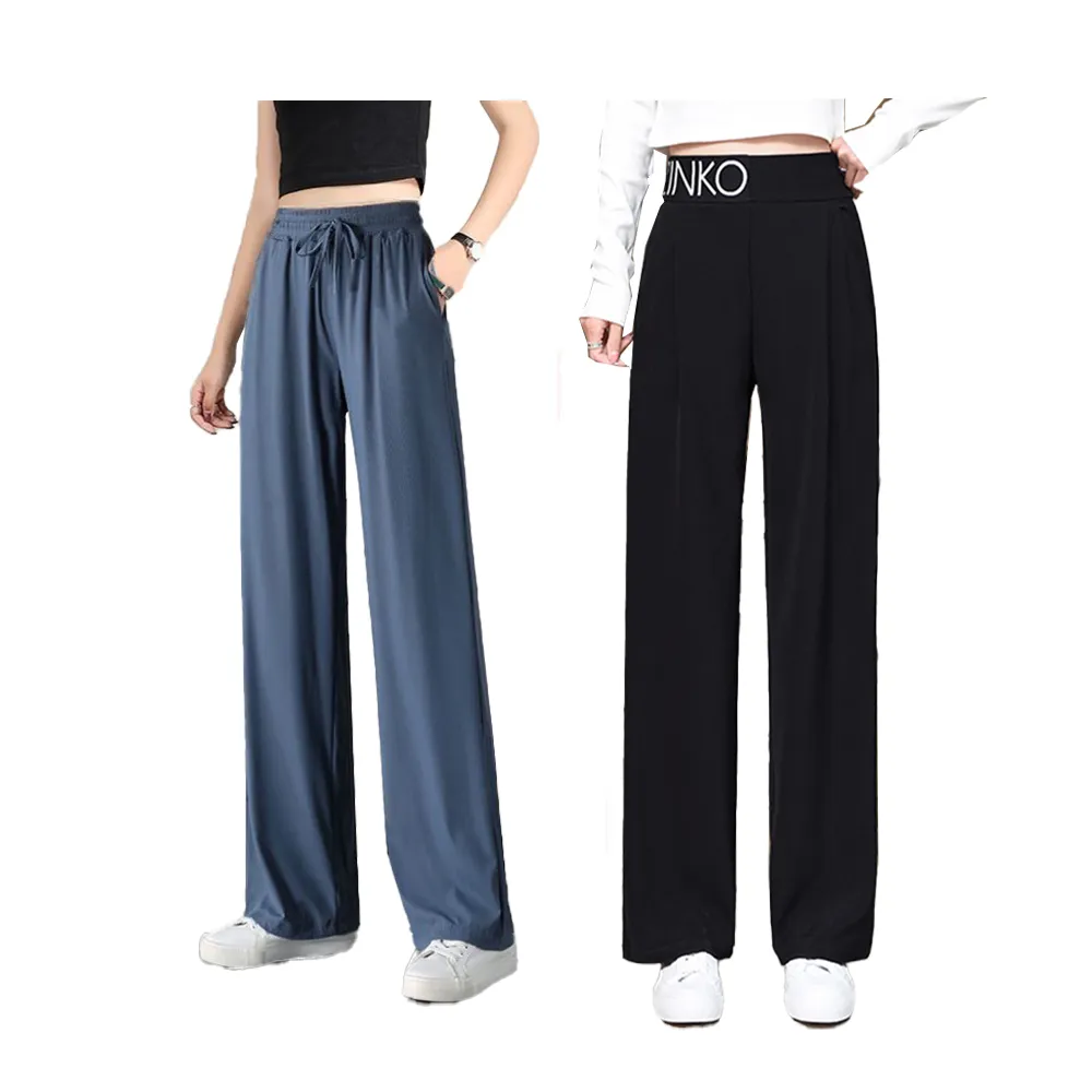 【K.W.】MOMO限定春季新品夏季薄款寬鬆超親膚冰絲輕薄舒適女褲A組(中大尺碼 韓國空運)