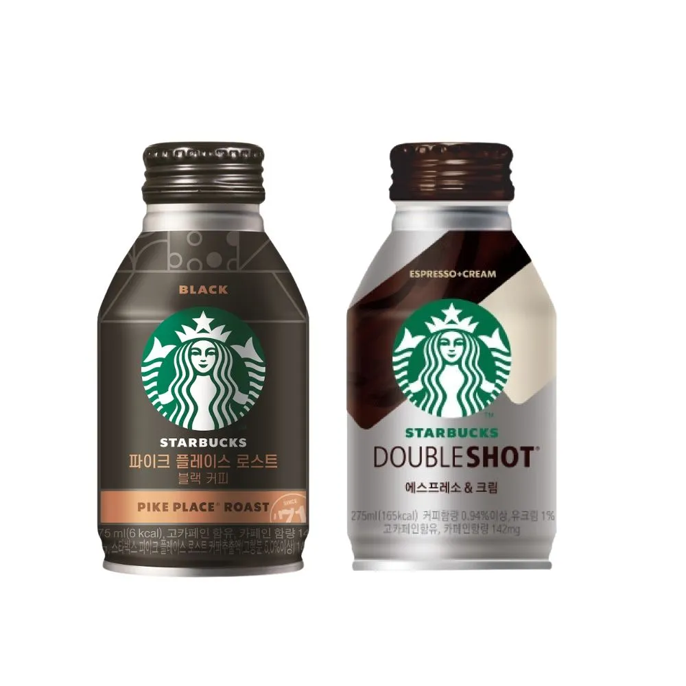【STARBUCKS 星巴克】派克市場黑咖啡/特濃咖啡拿鐵x24罐/箱(275ml/罐)