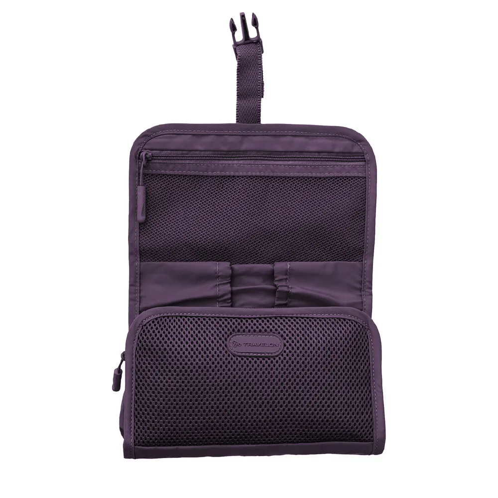【Travelon】美國 Pi扣式3C線材收納包 黑莓紫 / 充電器 線材收納 行動電源 首飾收納袋 年末送禮