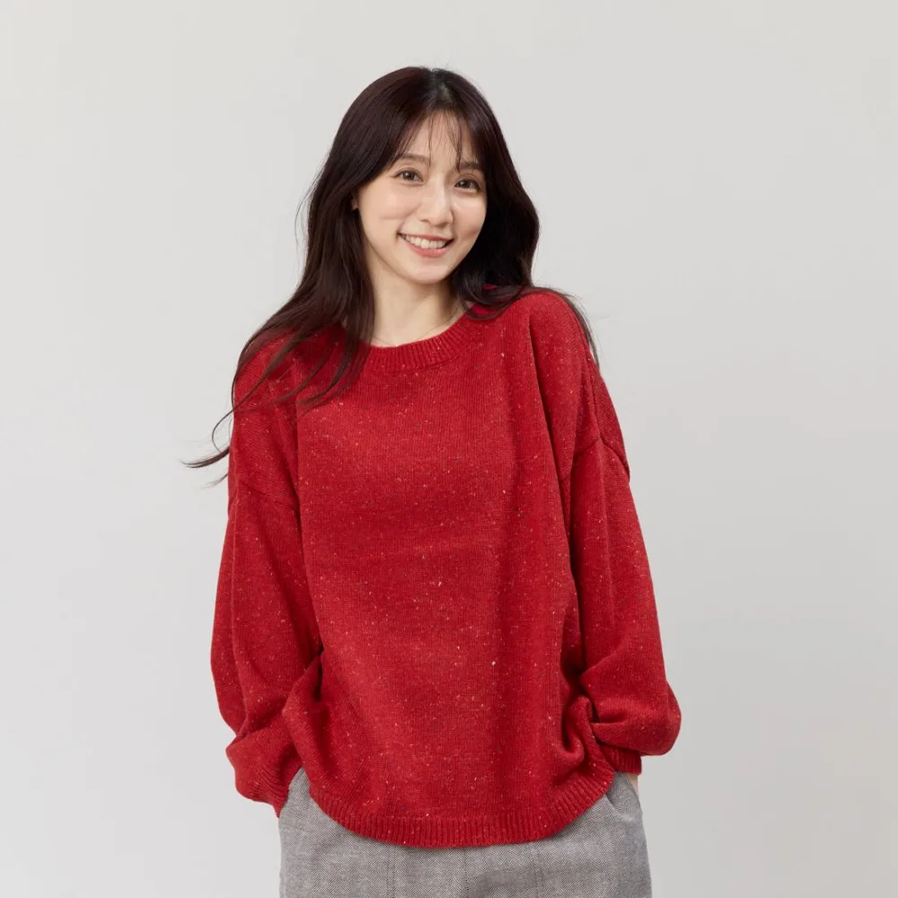 【so that’s me 好我】Melissa彩點圓領寬版針織毛衣(紅)