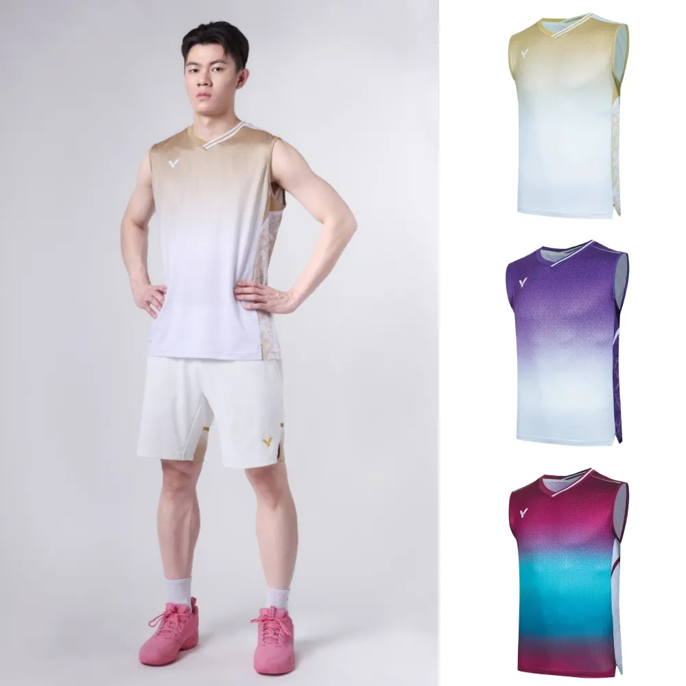【VICTOR 勝利體育】李梓嘉專屬賽服背心 中性款(T-55003 D/J/W 密褐/迷迭紫/鎏金)