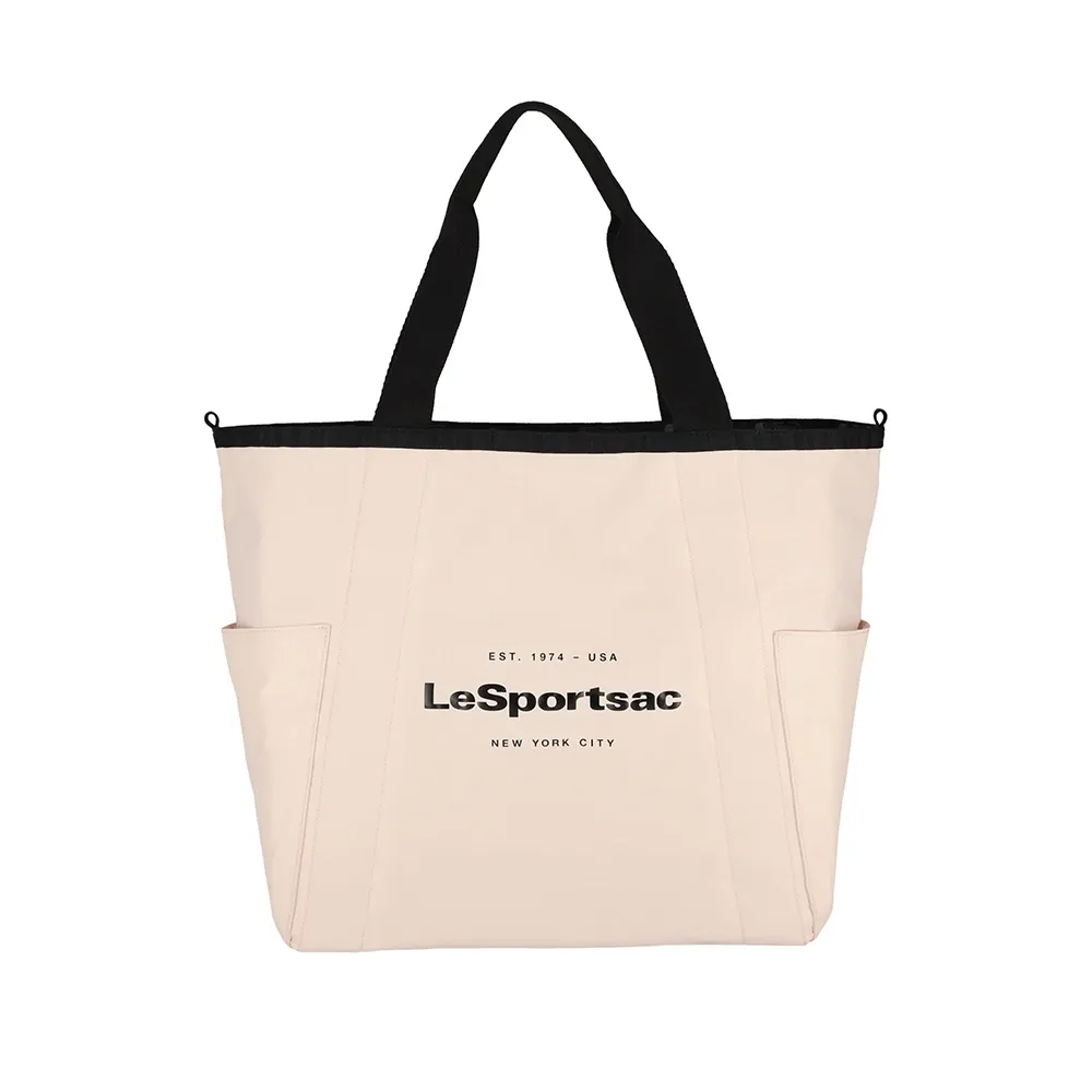 【Lesportsac】中型雙面托特包 手提包 送禮 禮物 推薦 女包(米白色)