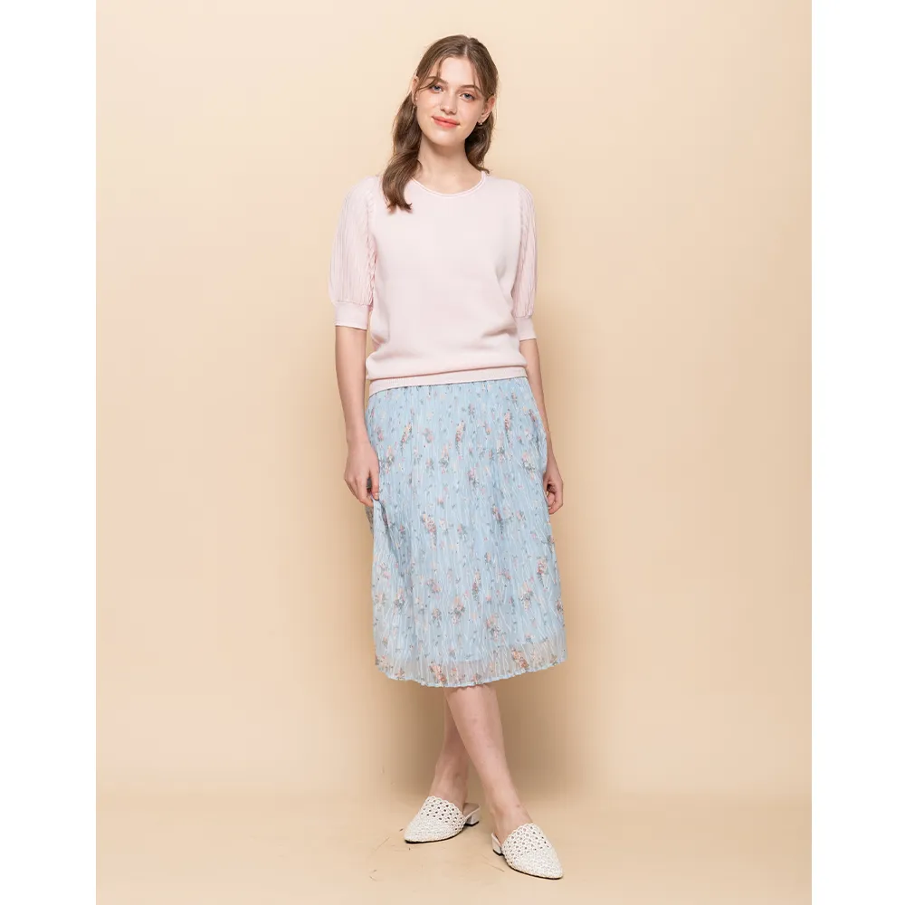 【perng yuh 芃諭名品】清新粼粼 碎花 百褶裙(2025 SS Collection|4A春夏新品上市)
