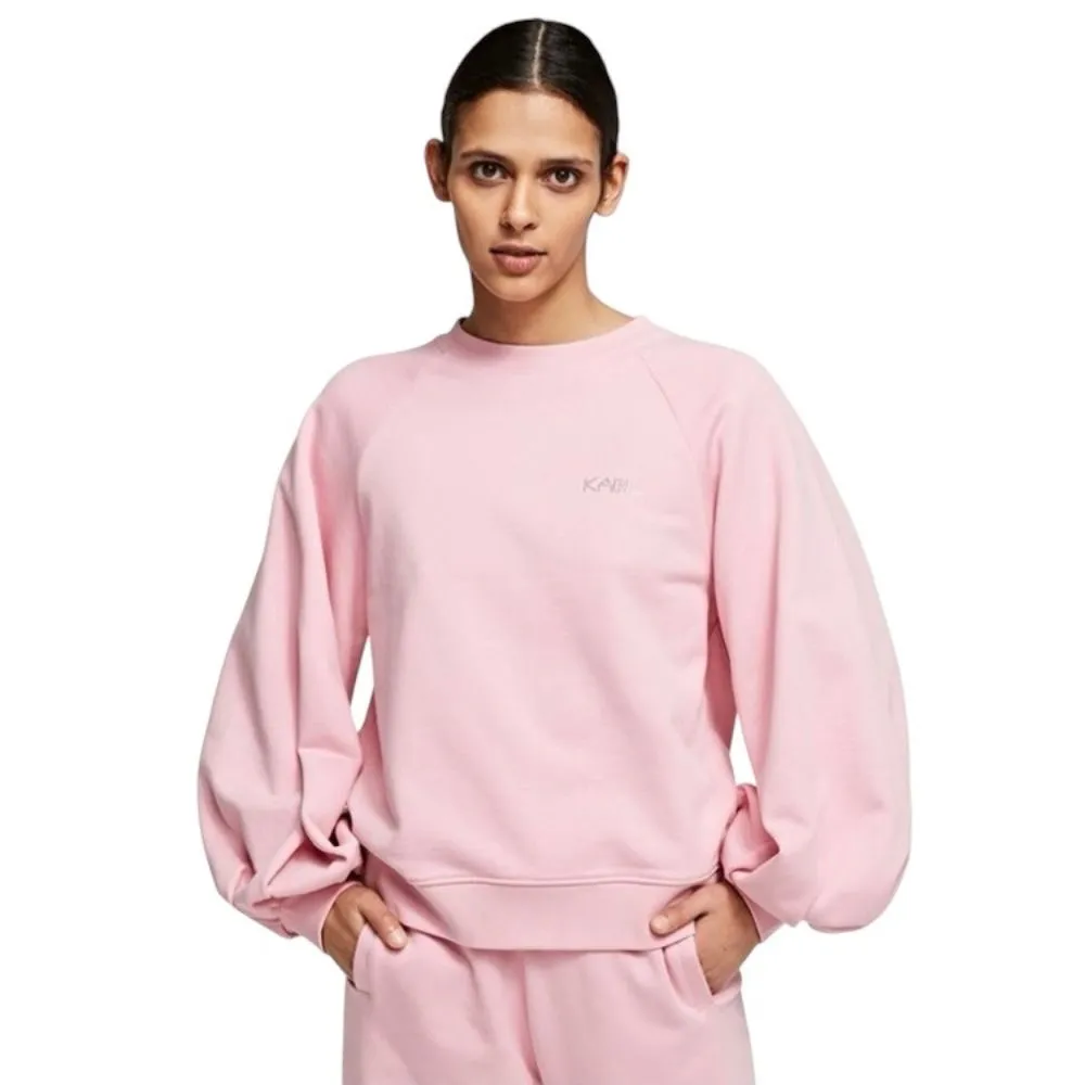 【KARL LAGERFELD 卡爾】晶鑽LOGO PUFF袖運動衫 粉(原廠公司貨)