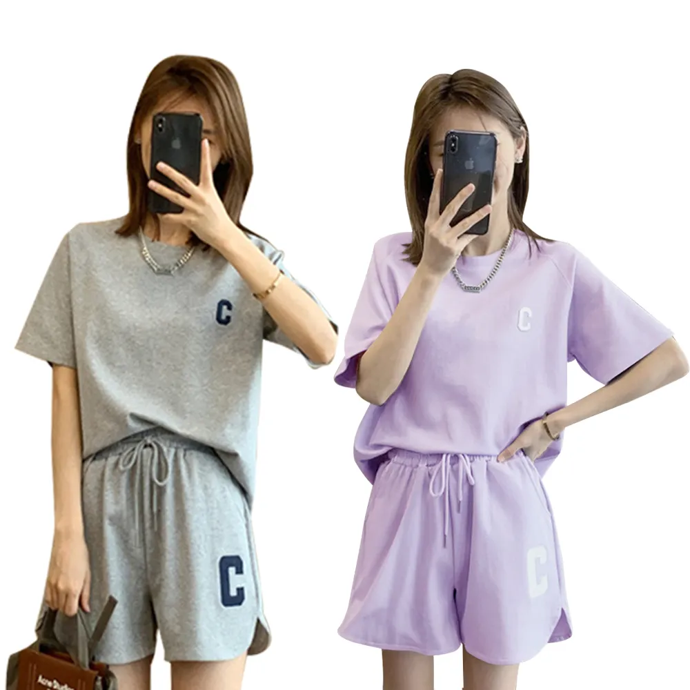 【QIDINA】2入-超舒適彈力口袋外出居家休閒套裝-H(居家服 運動套裝 短褲 睡衣套裝 短袖套裝)