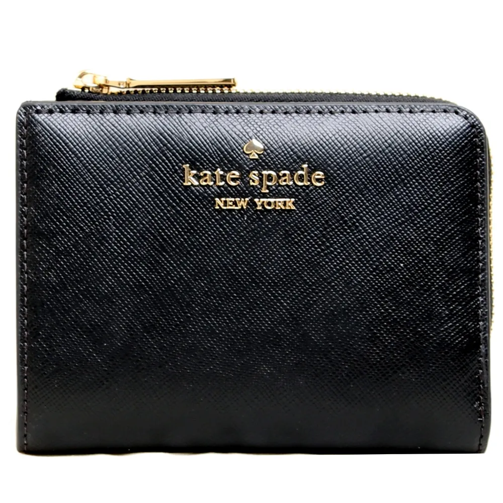 【KATE SPADE】MODISON經典立體LOGO防刮皮革短夾(經典黑)