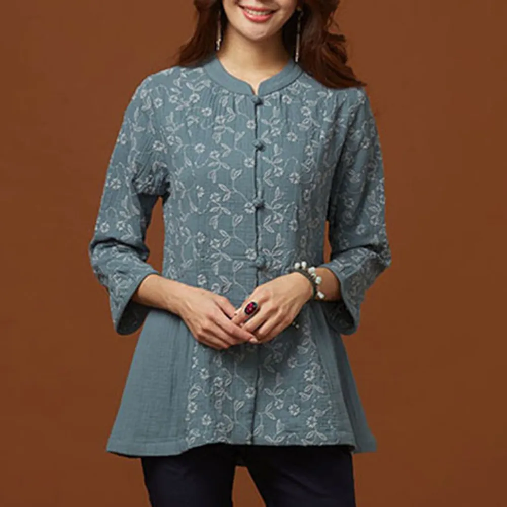 【古典美】古典美08104 刺繡配色雙層布外套(棉麻/純棉/亞麻/中國風/漢服/茶禪服/手染服)