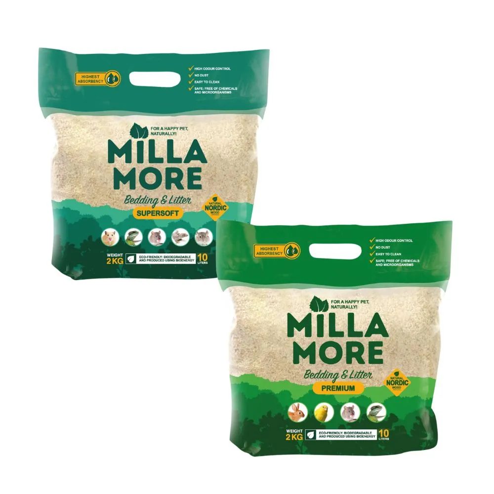 【MOMI 摩米】MILLA MORE 美麗多木質墊料 10L/ 2KG(木墊料、木片墊料、倉鼠墊料、爬蟲墊料、小寵墊料)