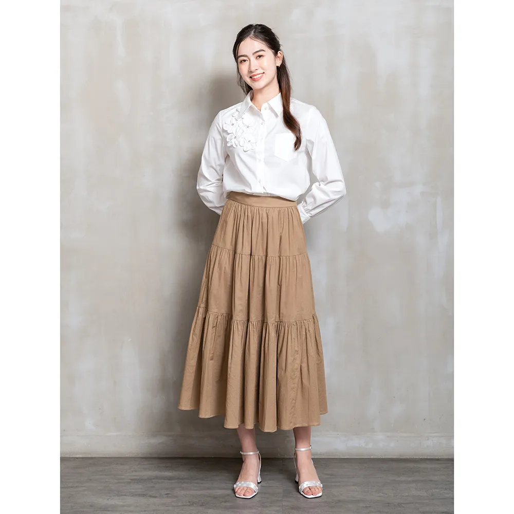 【perng yuh 芃諭名品】文藝敘事 棉質 蛋糕長裙(2026 SS Collection|5A春夏新品上市)