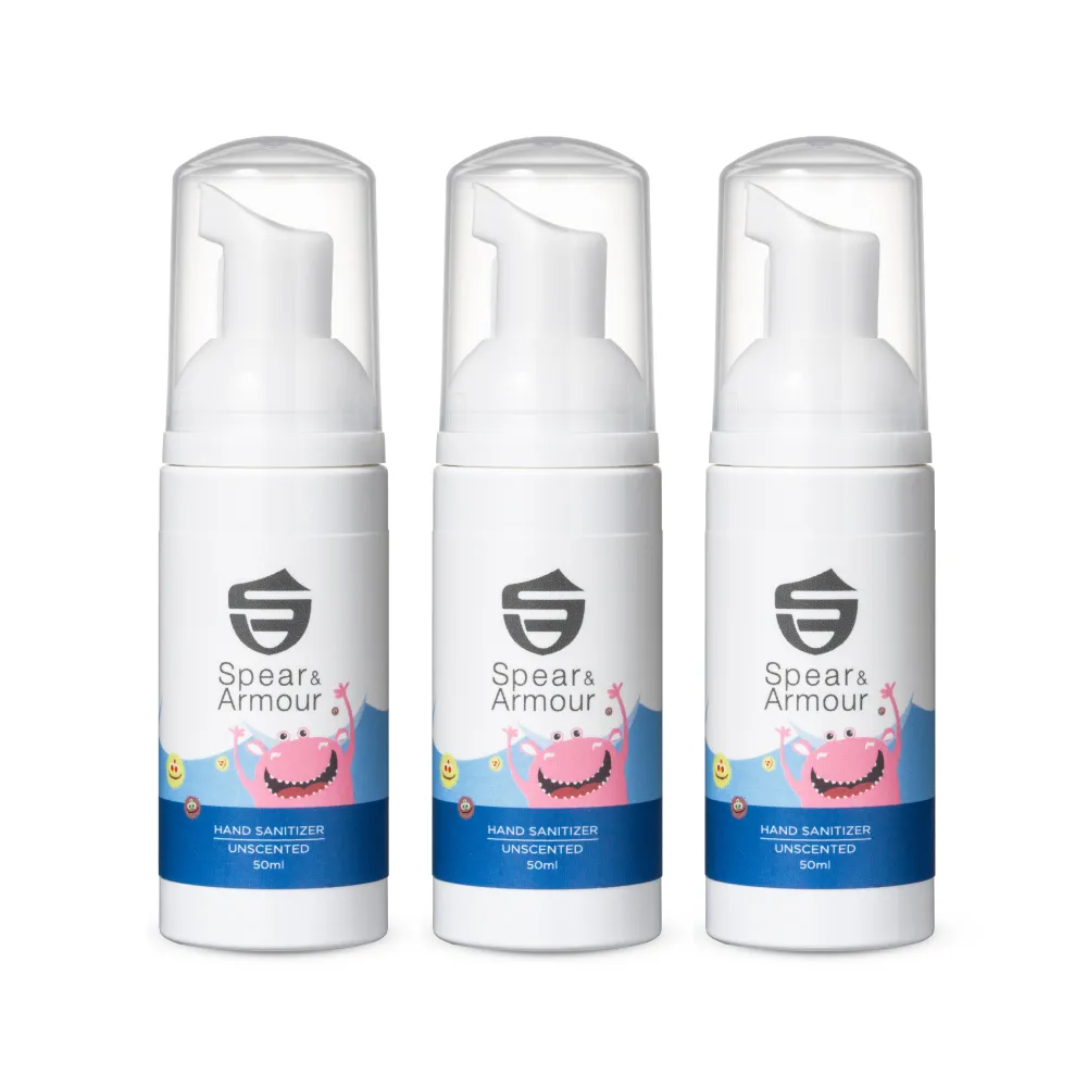 【思必兒】長效乾洗手慕斯怪獸版無香味3入組(50ml/入)(美國專利技術★長效防護抗菌★無酒精成分)