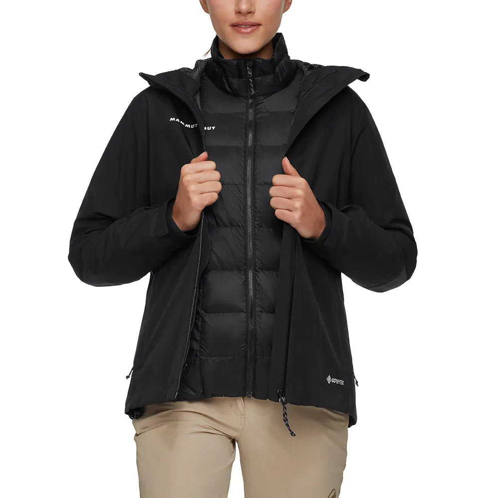 【Mammut 長毛象】Treeline 3 in 1 HS Hooded Jkt AF GTX兩件式防水羽絨外套 女款 黑色 #1010-32200