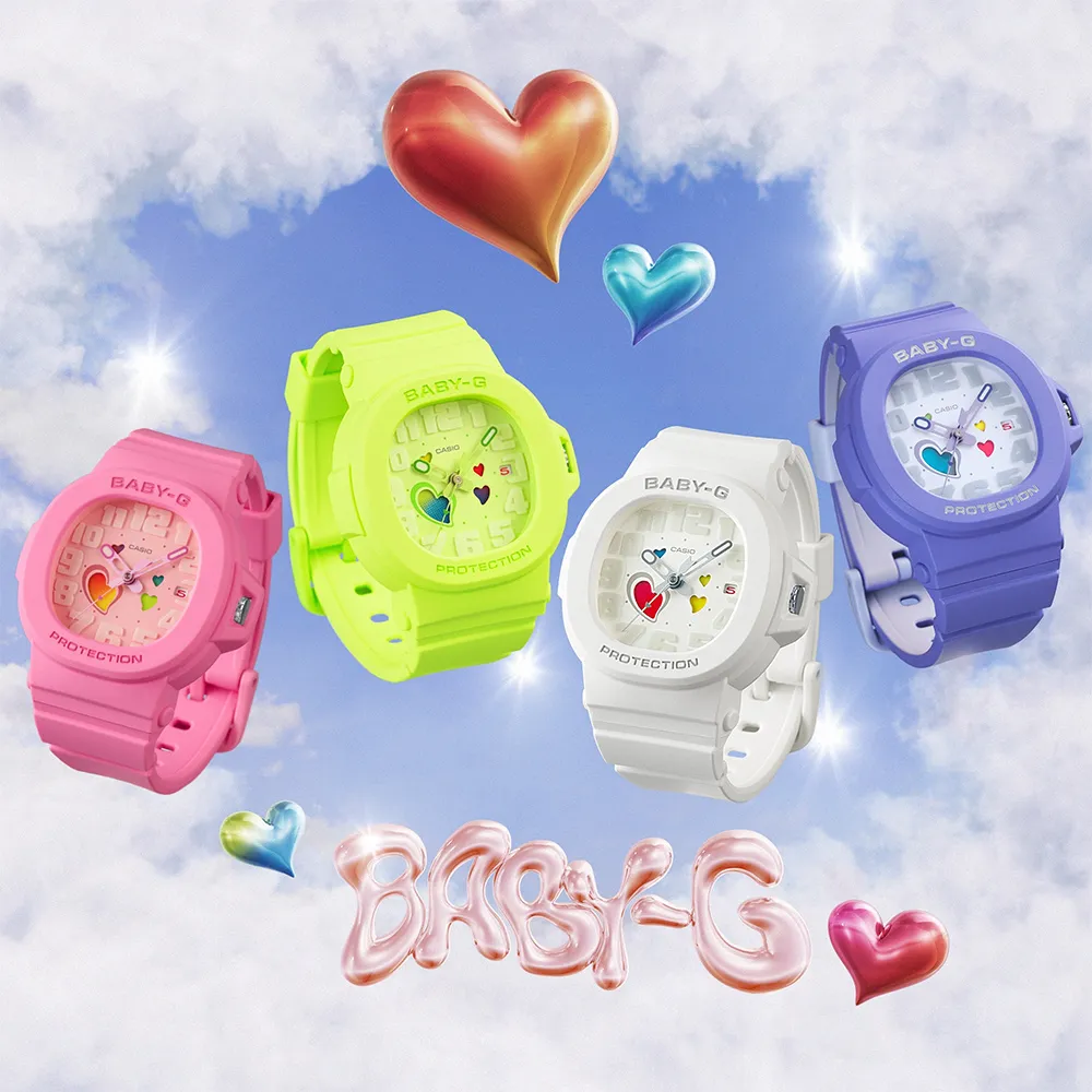 【CASIO 卡西歐】BABY-G 俏皮愛心繽紛變色手錶 4色可選 送禮(BGA-10-3A/BGA-10-4A/BGA-10-6A/BGA-10-7A/速)