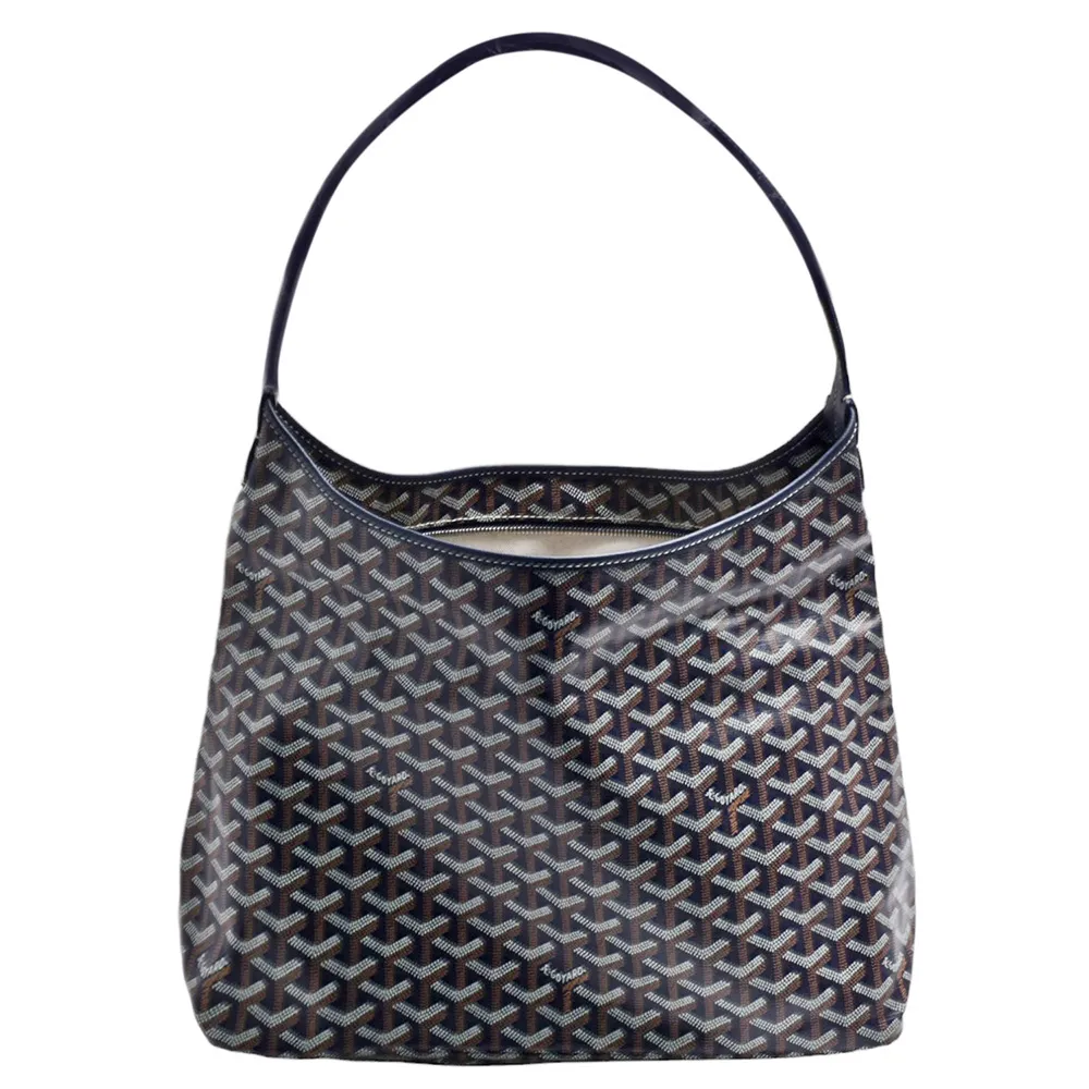 【GOYARD 高雅德】經典HOBO BAG系列印花防水帆布單肩背購物包(深藍色SAC-HOBO-BOHEME-PM-BLUE)