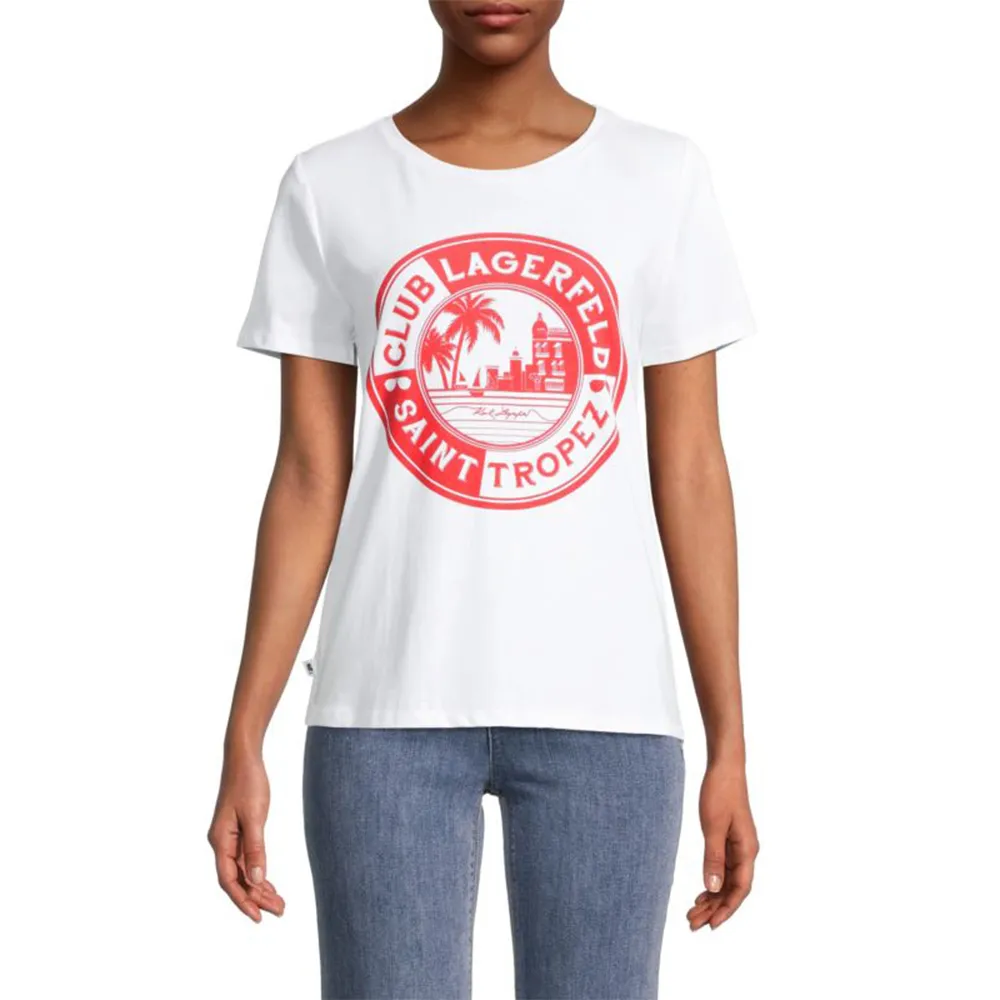 【KARL LAGERFELD 卡爾】SAINT TROPEZ 渡假短TEE白紅(原廠公司貨)