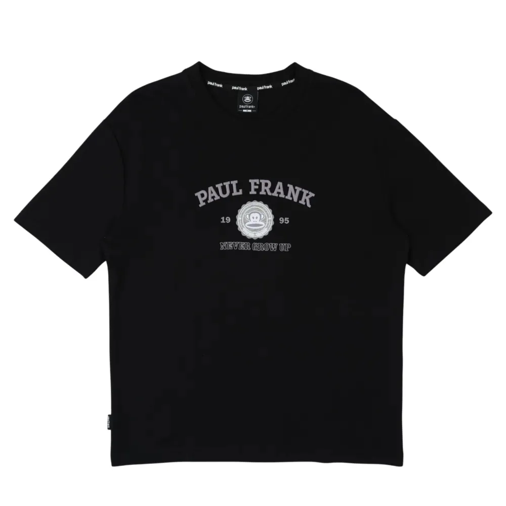 【Paul Frank 大嘴猴】男女 T恤 上衣 休閒短袖 落肩繡花T 黑(P6251011-20)