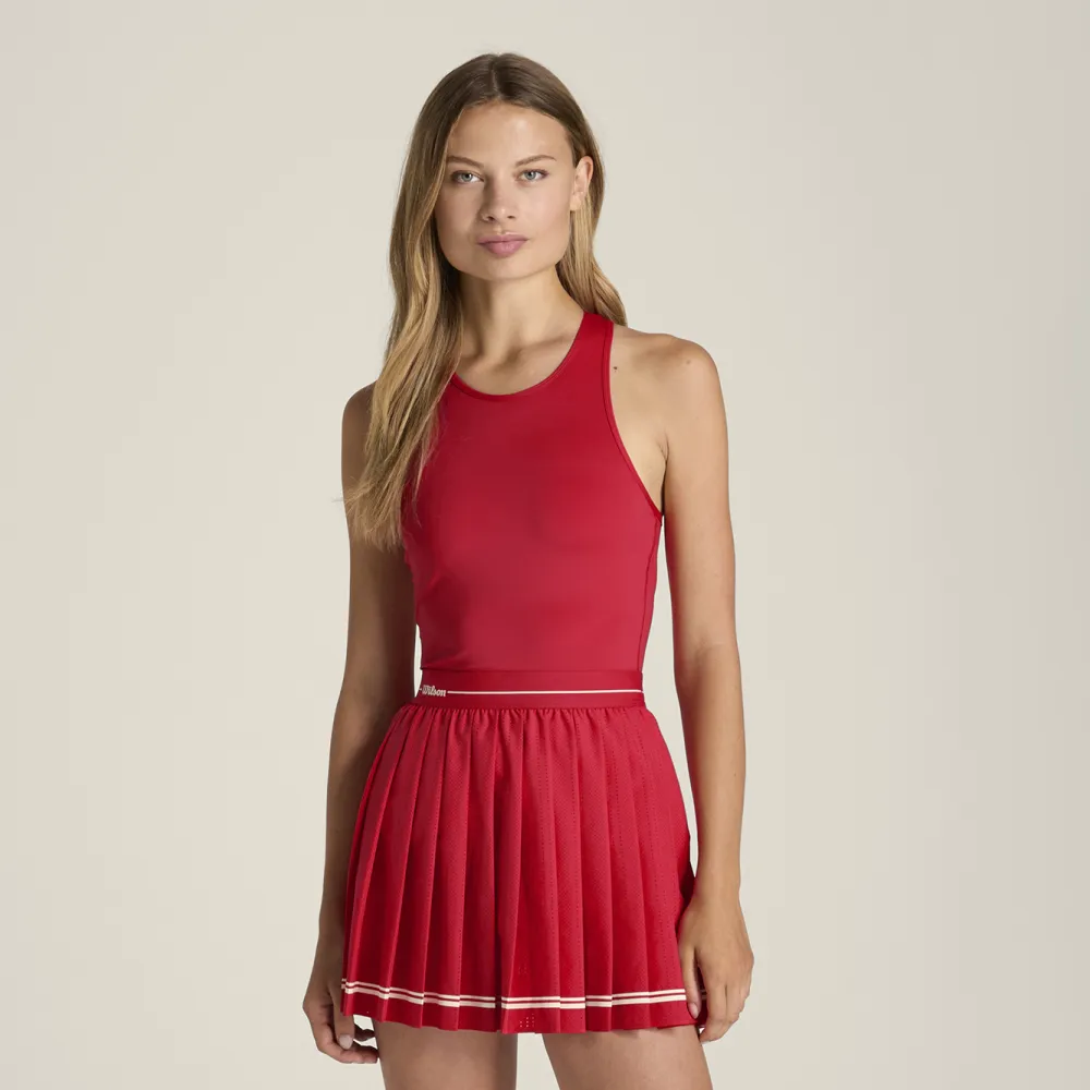 【WILSON】Laser Cut Pleat Dress Varsity Red 女款 服飾 連身裙 紅色 WE00080R044001