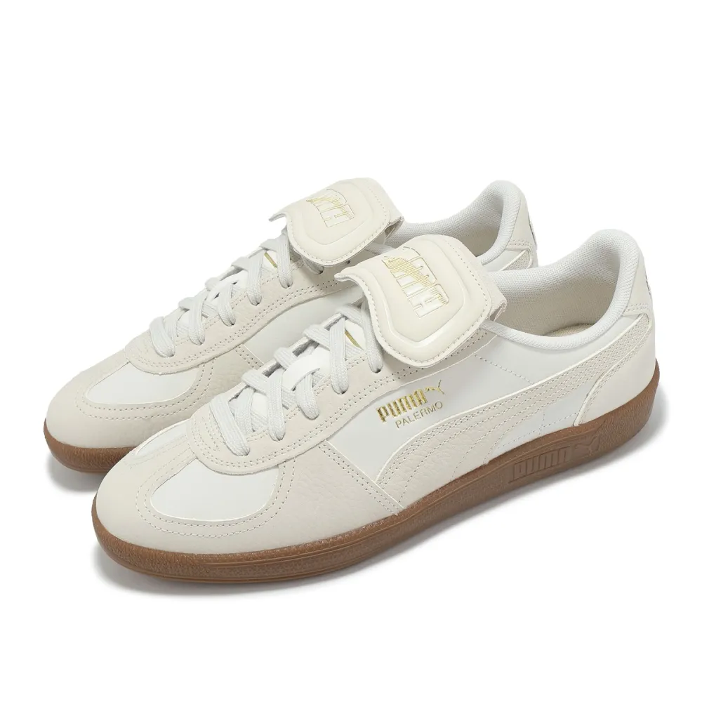 【PUMA】休閒鞋 Palermo Premium 男鞋 女鞋 米白 粉 麂皮 翻鞋舌 焦糖底 德訓鞋 同款(401744-01)