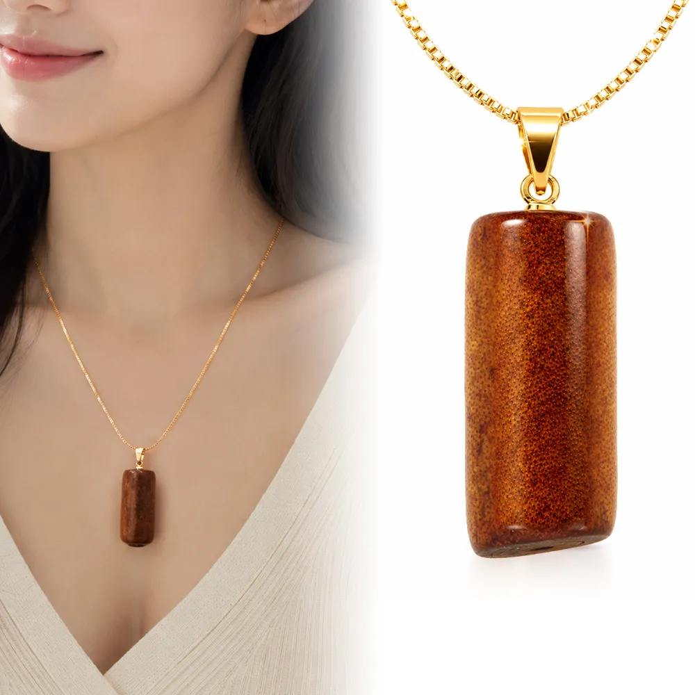 【BRILLMOND】天然金珊瑚圓柱墜(25MM)