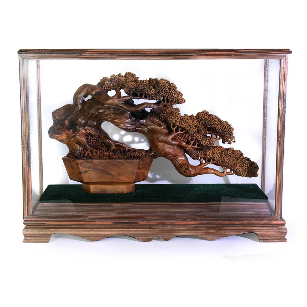 【開運方程式】金錢樹陰沉金絲楠木招財樹木雕擺件ST08(手工精雕 木雕 招財開運擺件 陽宅風水/入厝禮)