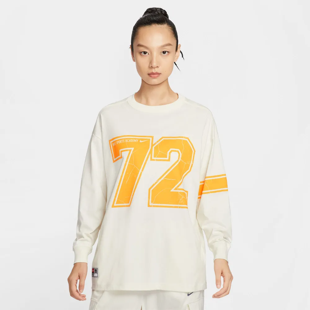 【NIKE 耐吉】長袖上衣 女 落肩寬鬆版型 AS W NSW LS TEE OS GCEL 米灰 IO0481-047