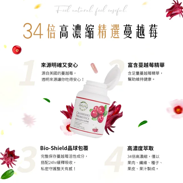 【HH 草本新淨界】蔓越莓益菌青春膠囊60粒/瓶 X3(私密蔓越莓 蔓越莓膠囊 蔓越莓錠)