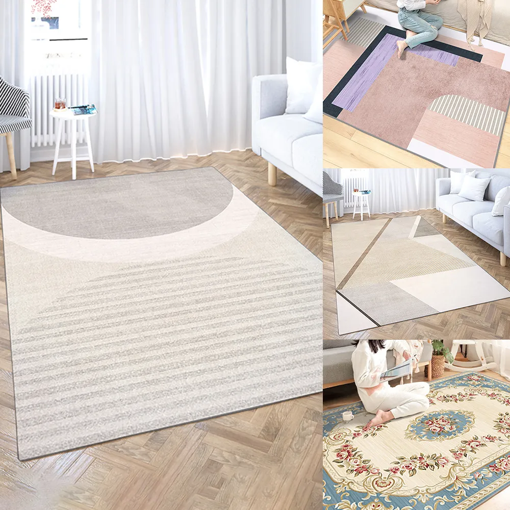【半島良品】買1送1-侘寂風北歐加大水晶絨止滑地毯200x140(客廳地毯/保溫保暖地墊)