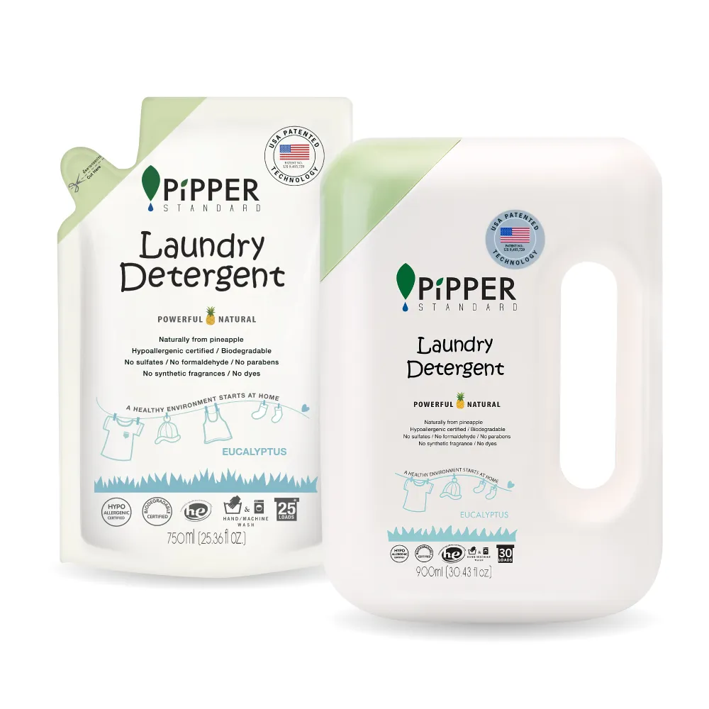 【PiPPER STANDARD 沛柏】鳳梨酵素洗衣精1+1件組 新客體驗組(900mlx1瓶+750x1包)