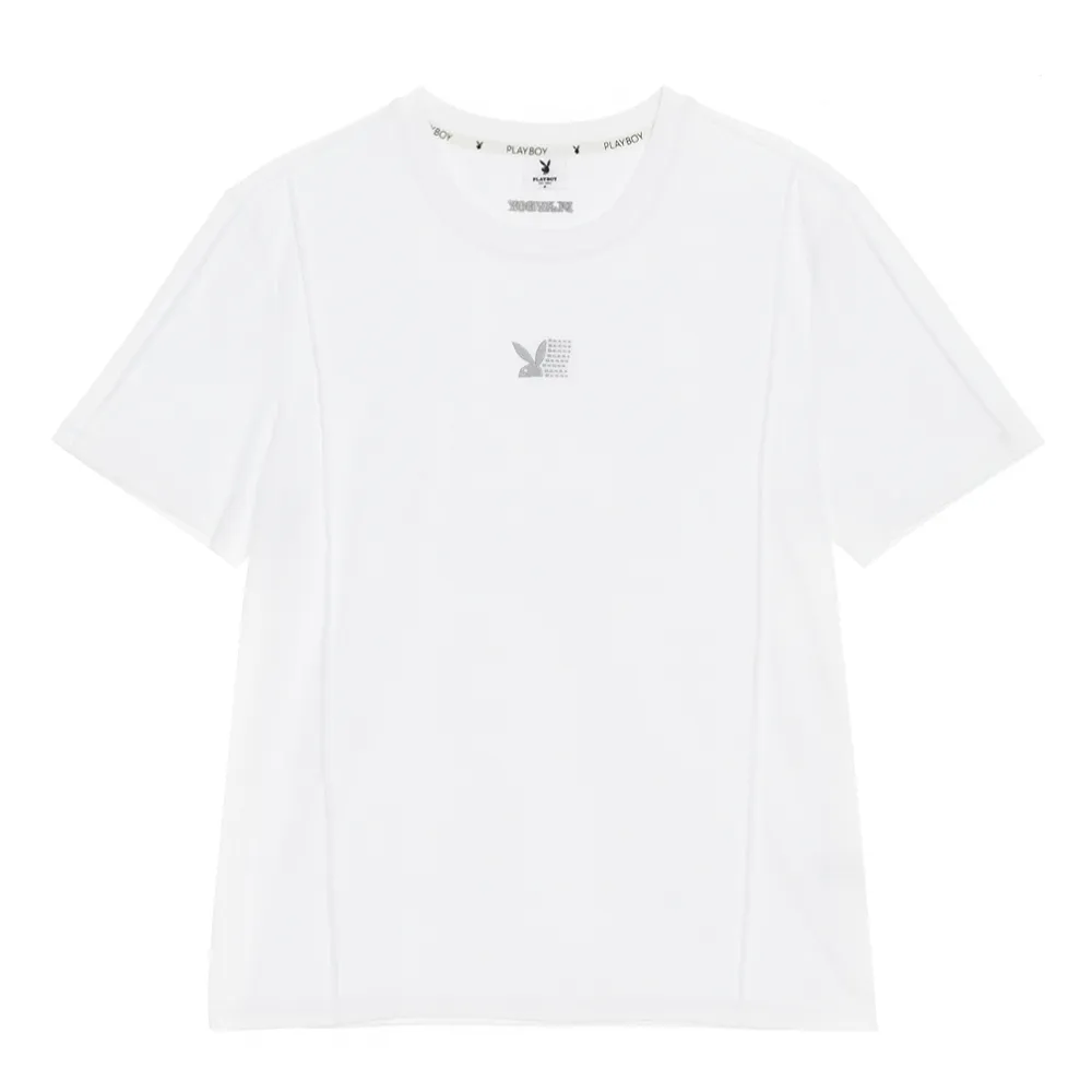 【PLAYBOY】涼感雙色立折T-SHIRT - 白色