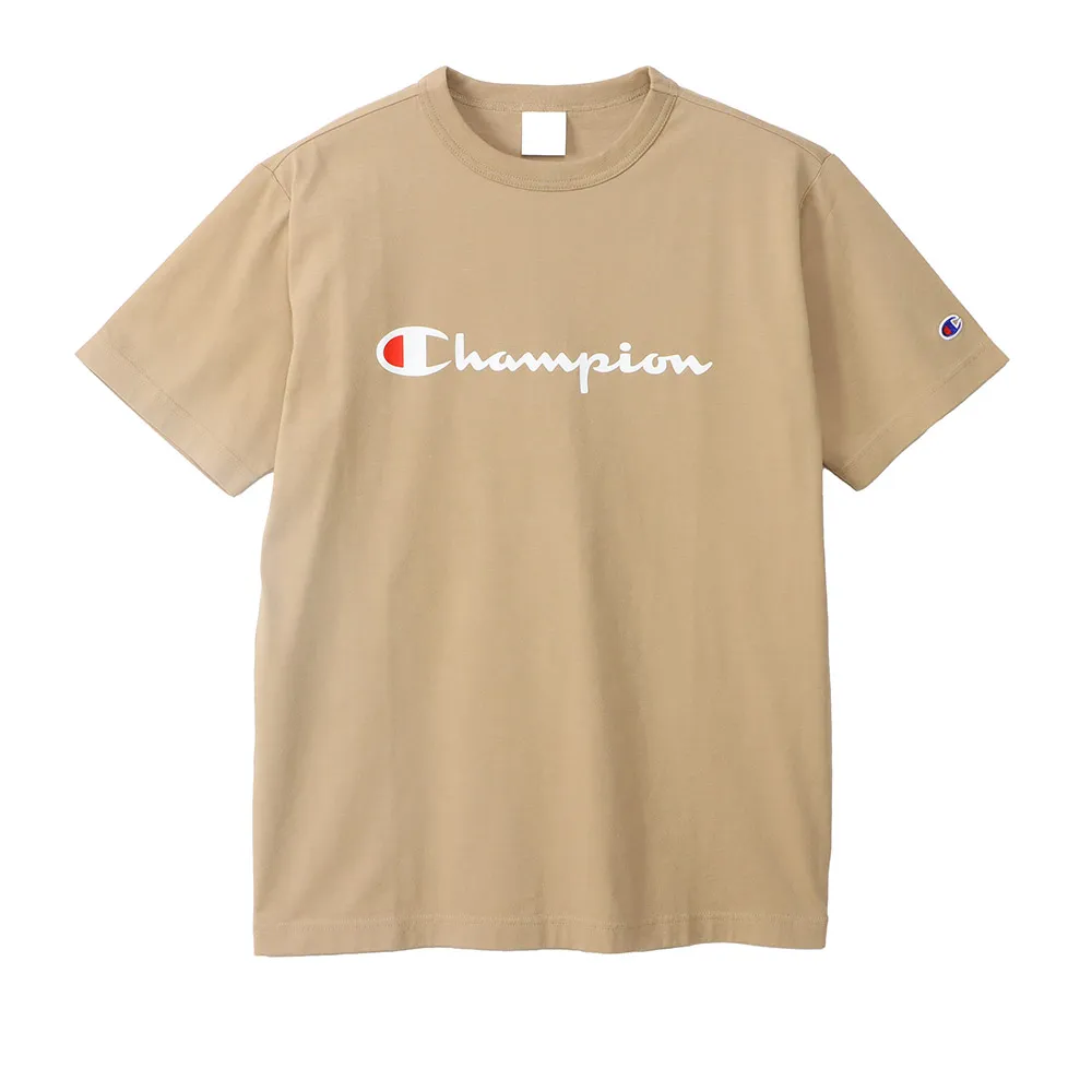【Champion】官方直營 男款-BASIC 大LOGO印花素面短袖TEE-摩卡色(C3-X353-782)