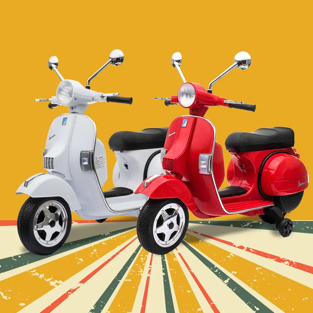 【聰明媽咪電動車】偉士牌 Vespa 原版授權 加大升級款 兒童電動摩托車(PX150｜兒童機車｜兒童電動車)