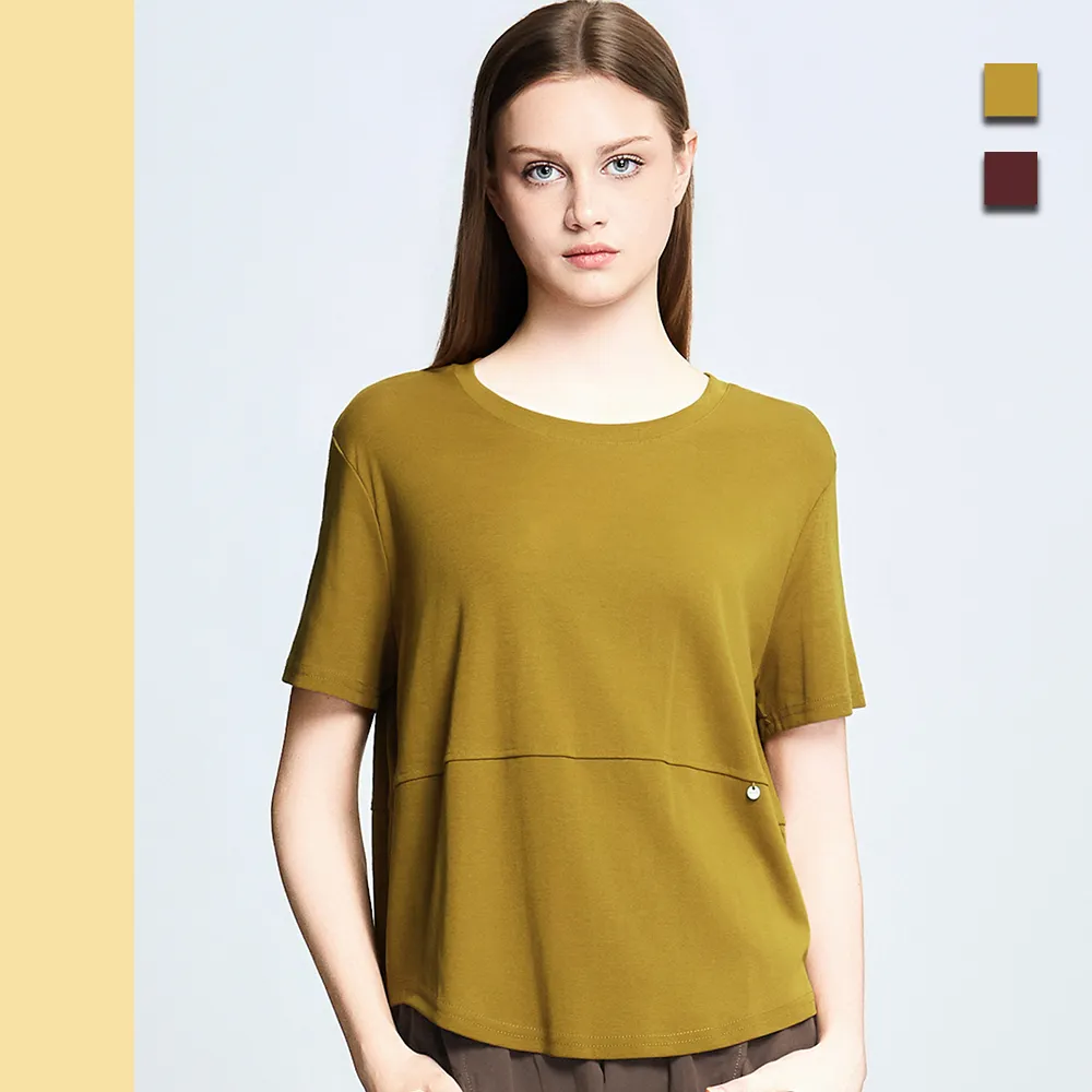 【Just Wear 佳葳】休閒百搭蛋型棉質上衣 2色(女上衣/女上著/短袖/素色/休閒/百搭/棉T/日常)
