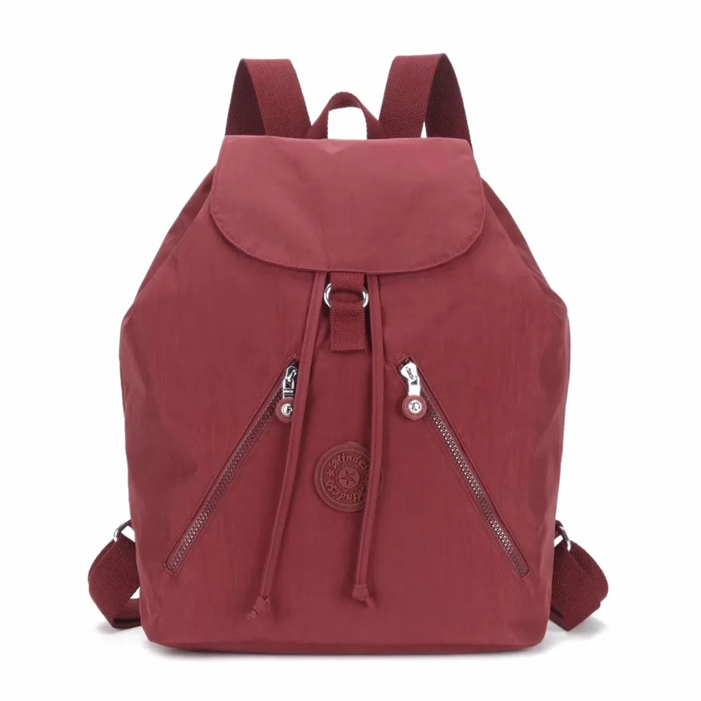 【iBrand】雙11 輕盈防潑水尼龍束口大容量後背包(防水包 酒紅色)