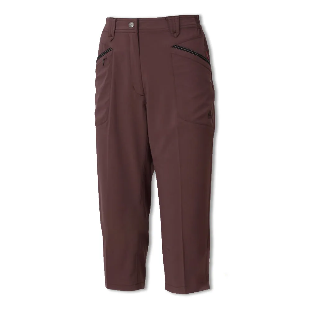 【Fit 維特】女-彈性吸排抗UV七分休閒褲-褐色 GS2806-08(抗UV/七分褲/休閒)