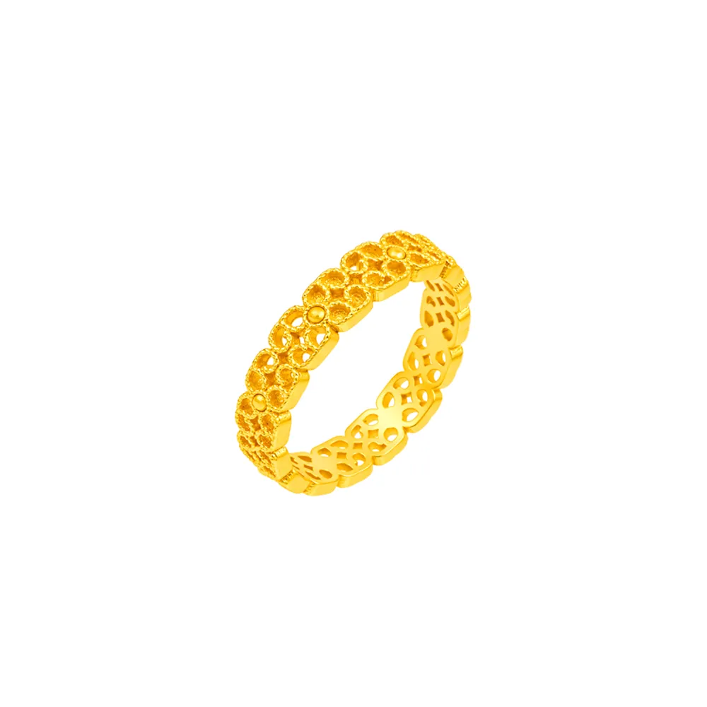 【Just Gold 鎮金店】雋藏 幸運錦花 黃金戒指