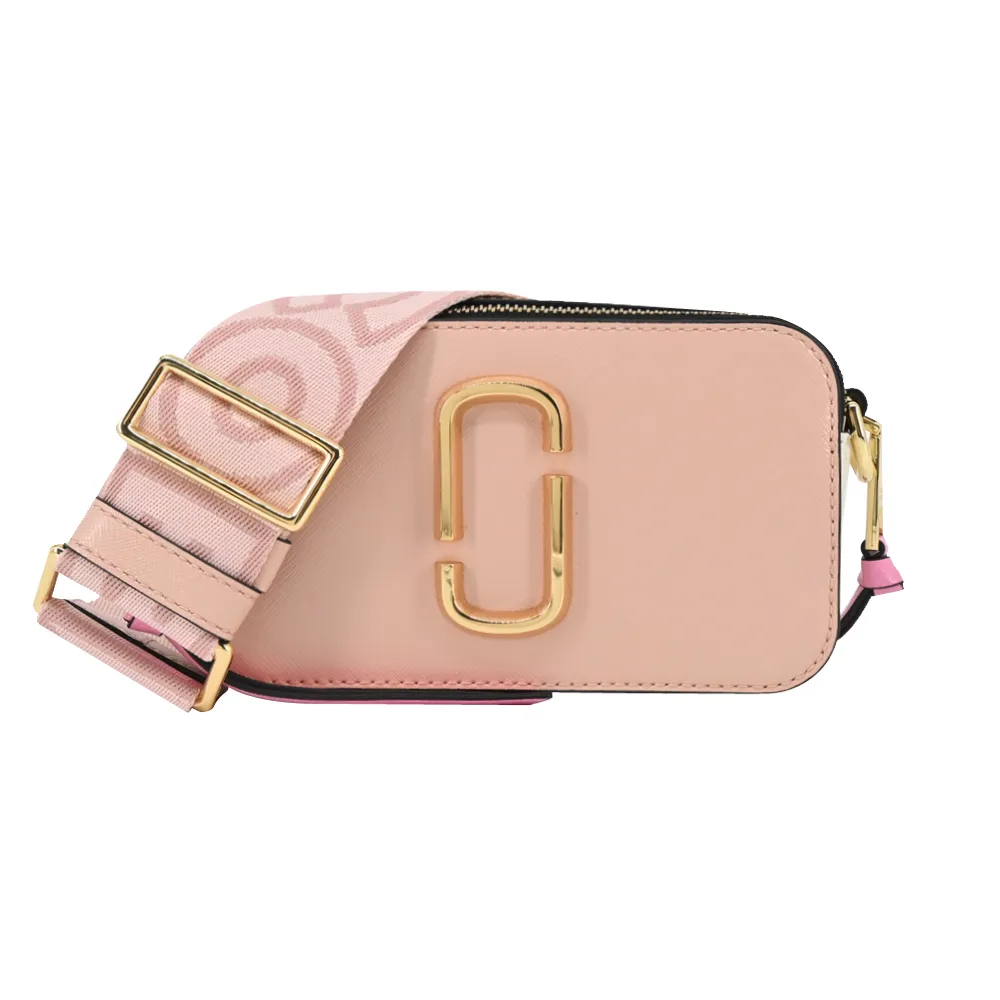 【MARC JACOBS 馬克賈伯】SNAPSHOT 防刮撞色雙層斜背/相機包(玫瑰粉)