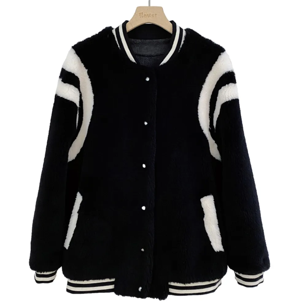 【巴黎精品】現貨+預購 羊毛大衣皮草外套(保暖棒球服情侶款韓版女外套2色v1ap9 5k)