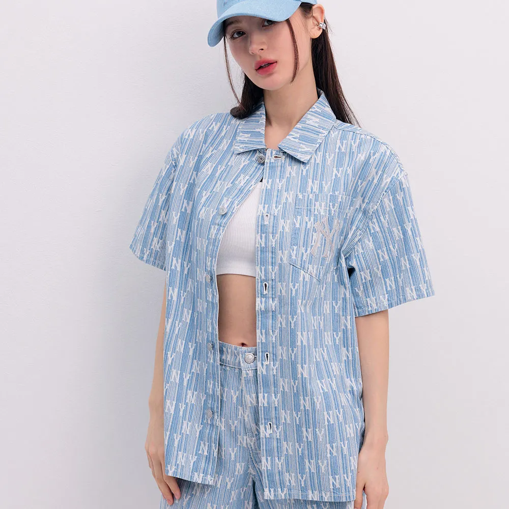 【MLB】牛仔丹寧襯衫 MONOGRAM系列 紐約洋基隊(3ADRM1043-50BLL)