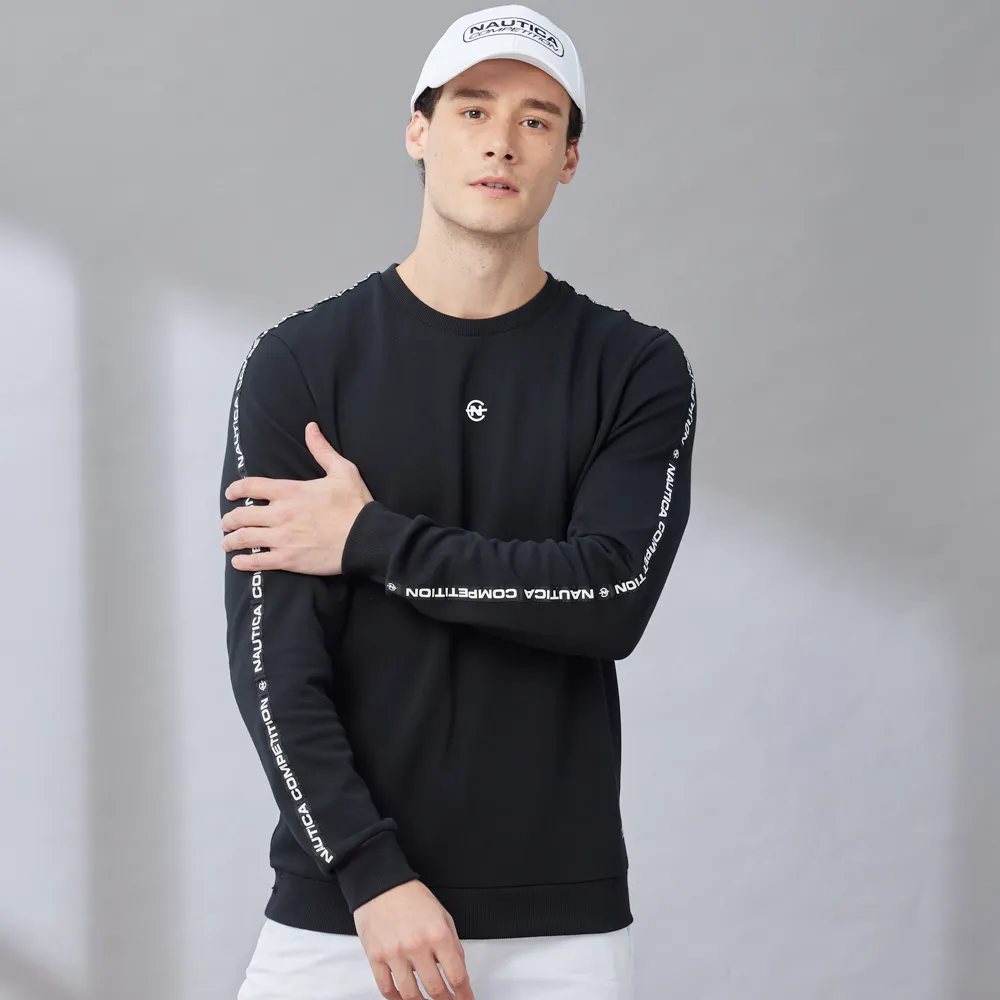 【NAUTICA】男裝 COMPETITIO潮流運動感長袖T恤(黑色)