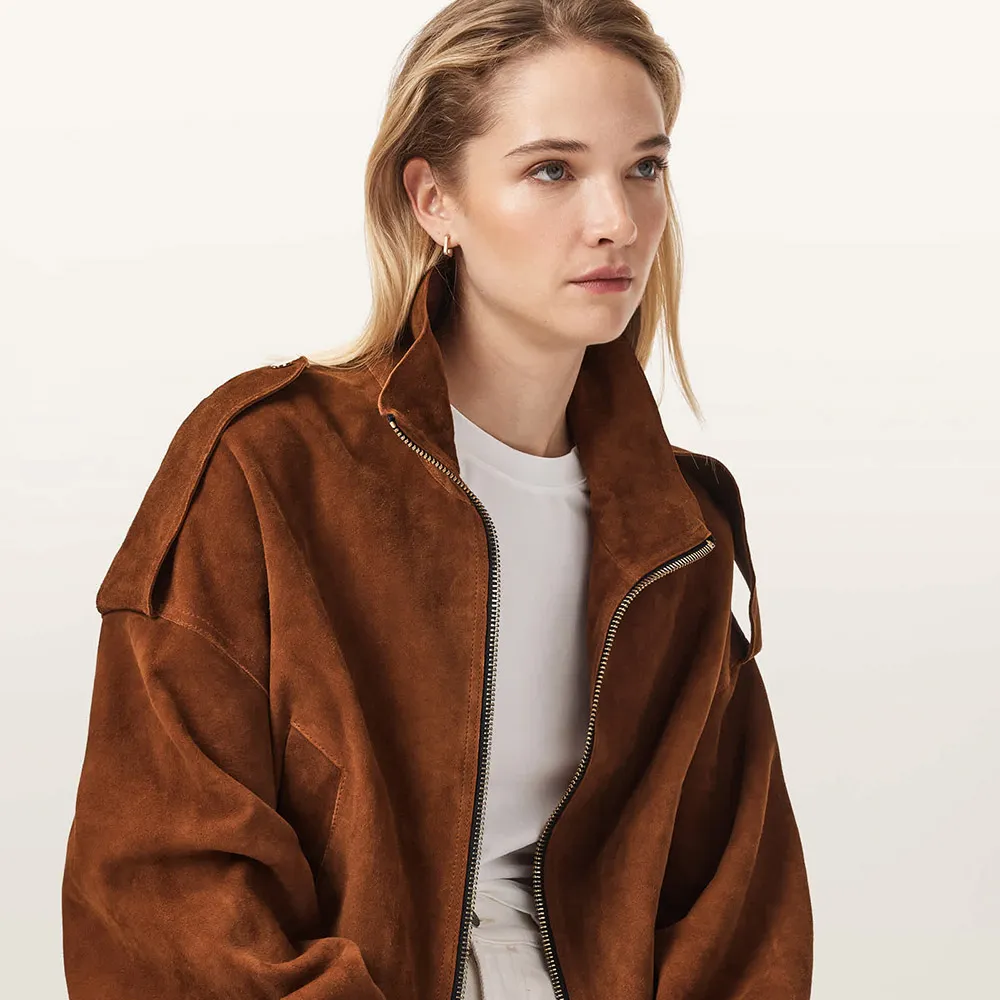 【ALLSAINTS】LOWDEN 高領麂皮外套 W024LE(舒適版型)
