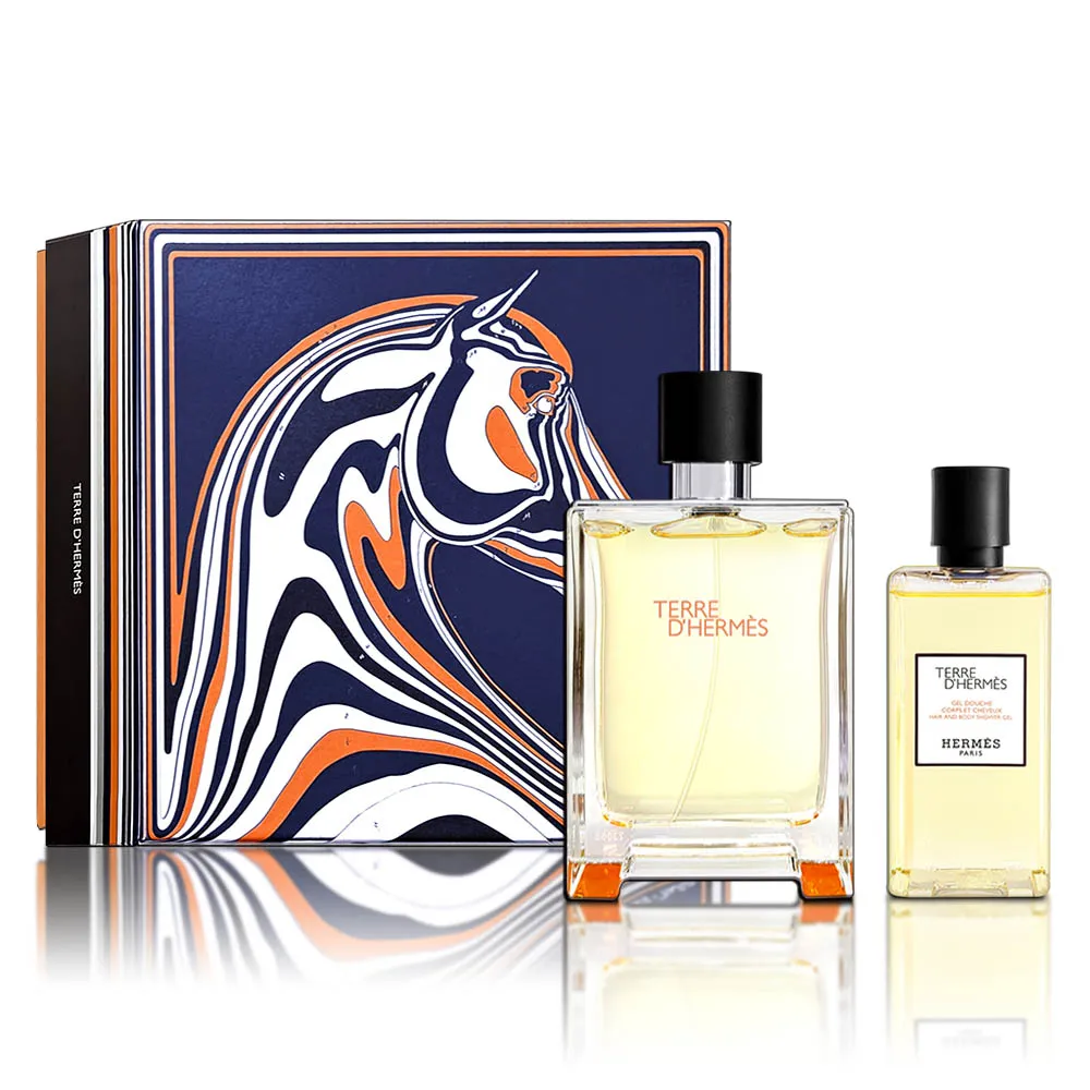 【Hermes 愛馬仕】大地男性淡香水100ML 禮盒(淡香水100ML+洗髮沐浴膠80ML)