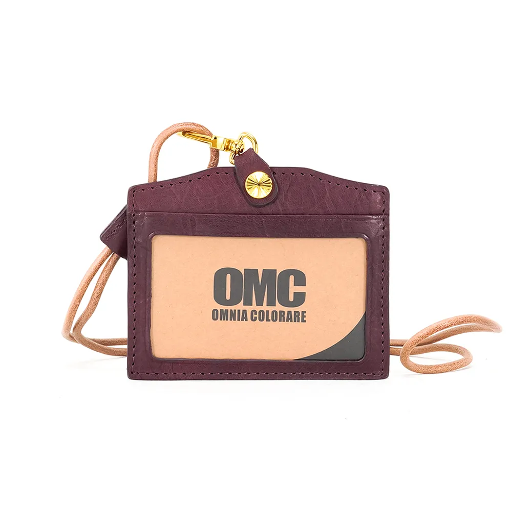 【OMC•植鞣革】雙11  職人通用橫式牛皮證件套悠遊卡套95046-豆沙紫