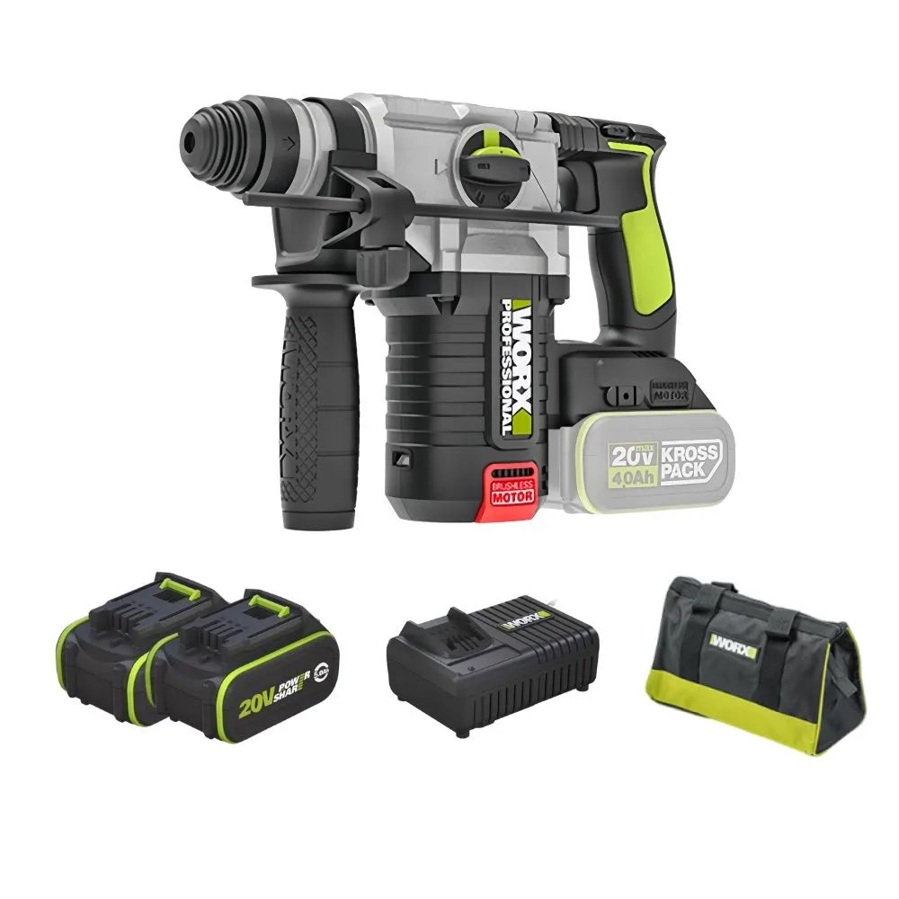 【WORX 威克士】20V 24mm 鋰電無刷免出力電錘 WU388(無刷 無碳 電錘 錘鑽 鋰電無碳三用電錘)