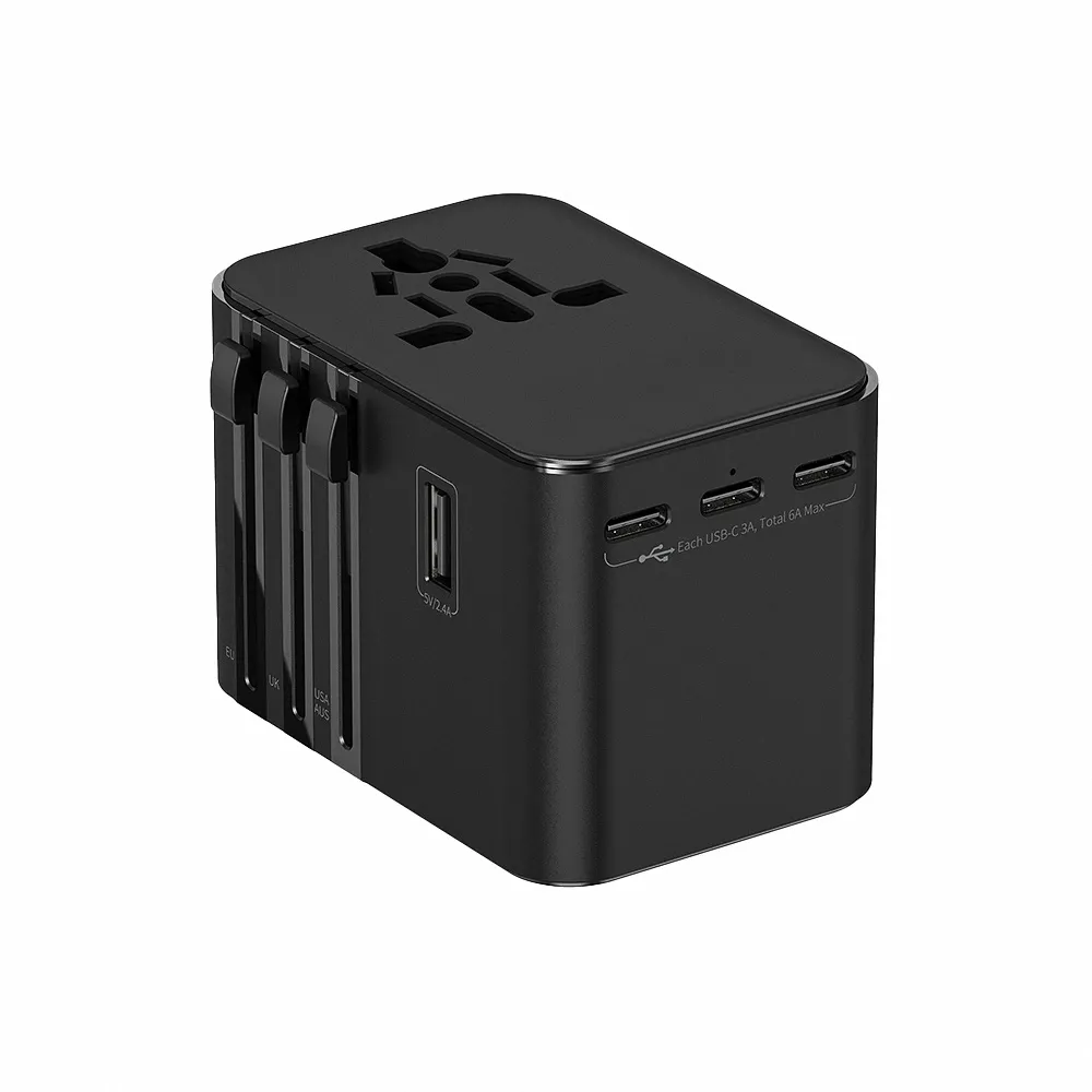 【anra】3Type-c+2USB 氮化鎵30W旅行轉接頭(附收納包 旅行萬用轉接頭 萬國轉接頭 GaN QC快充 插座 插頭)