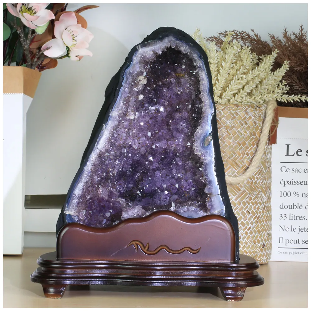 【開運方程式】巴西紫晶洞鈦晶共生紫水晶洞8.8kg(JU414風水開運擺設)