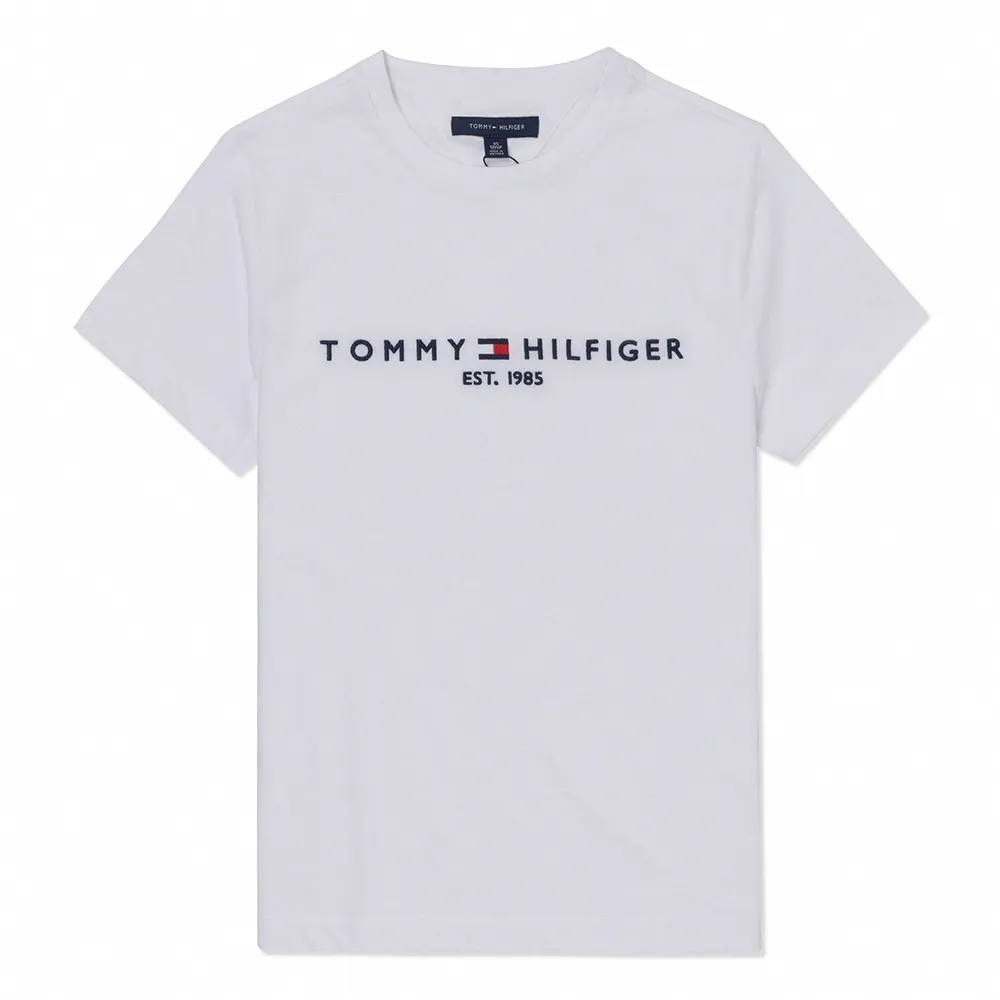 【TOMMY HILFIGER】TOMMY 經典刺繡文字Logo圖案短袖T恤 上衣-女-白色(平輸品)