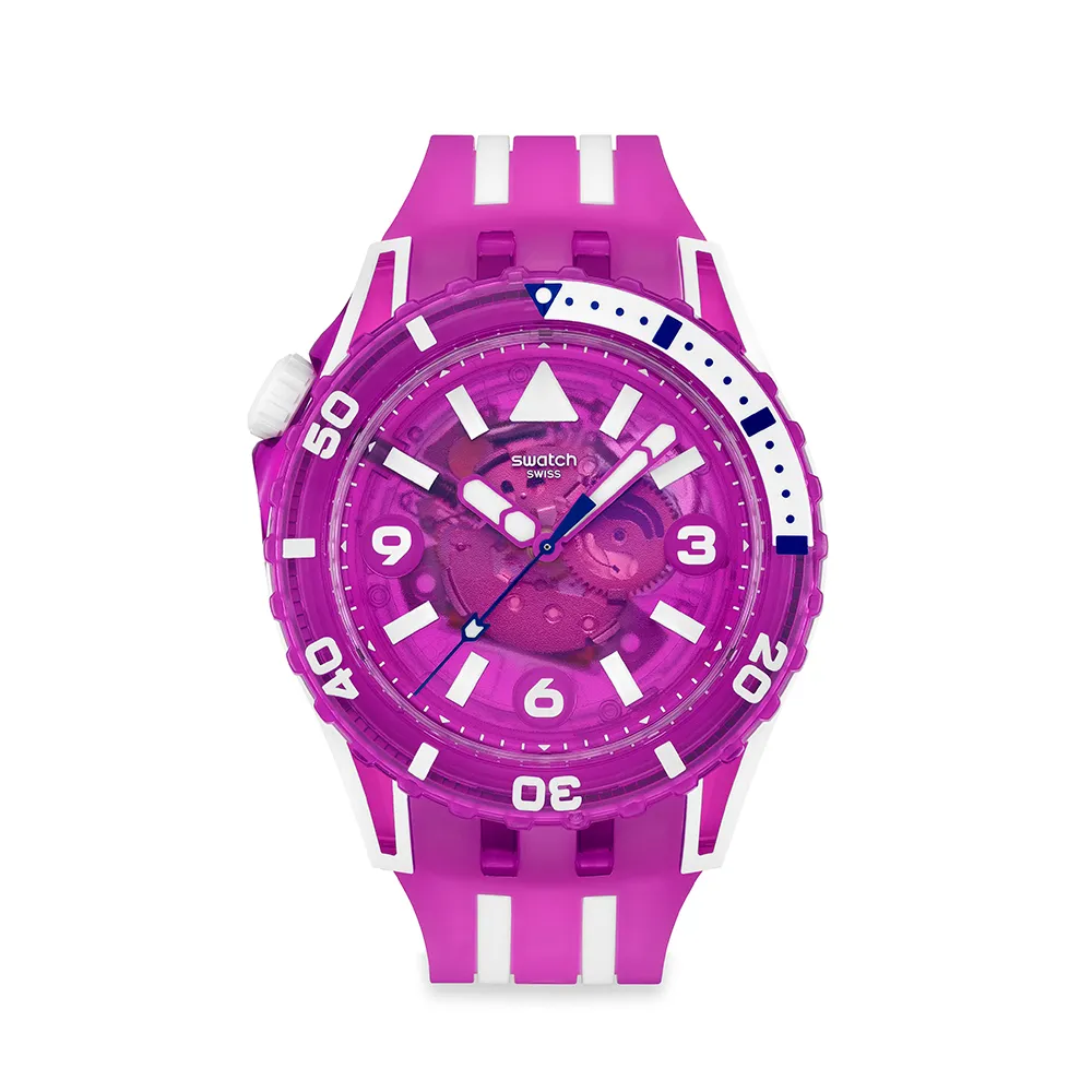 【SWATCH】SCUBAQUA 電光紫紅 FLOWER HAT SSCU09P100 (44mm)