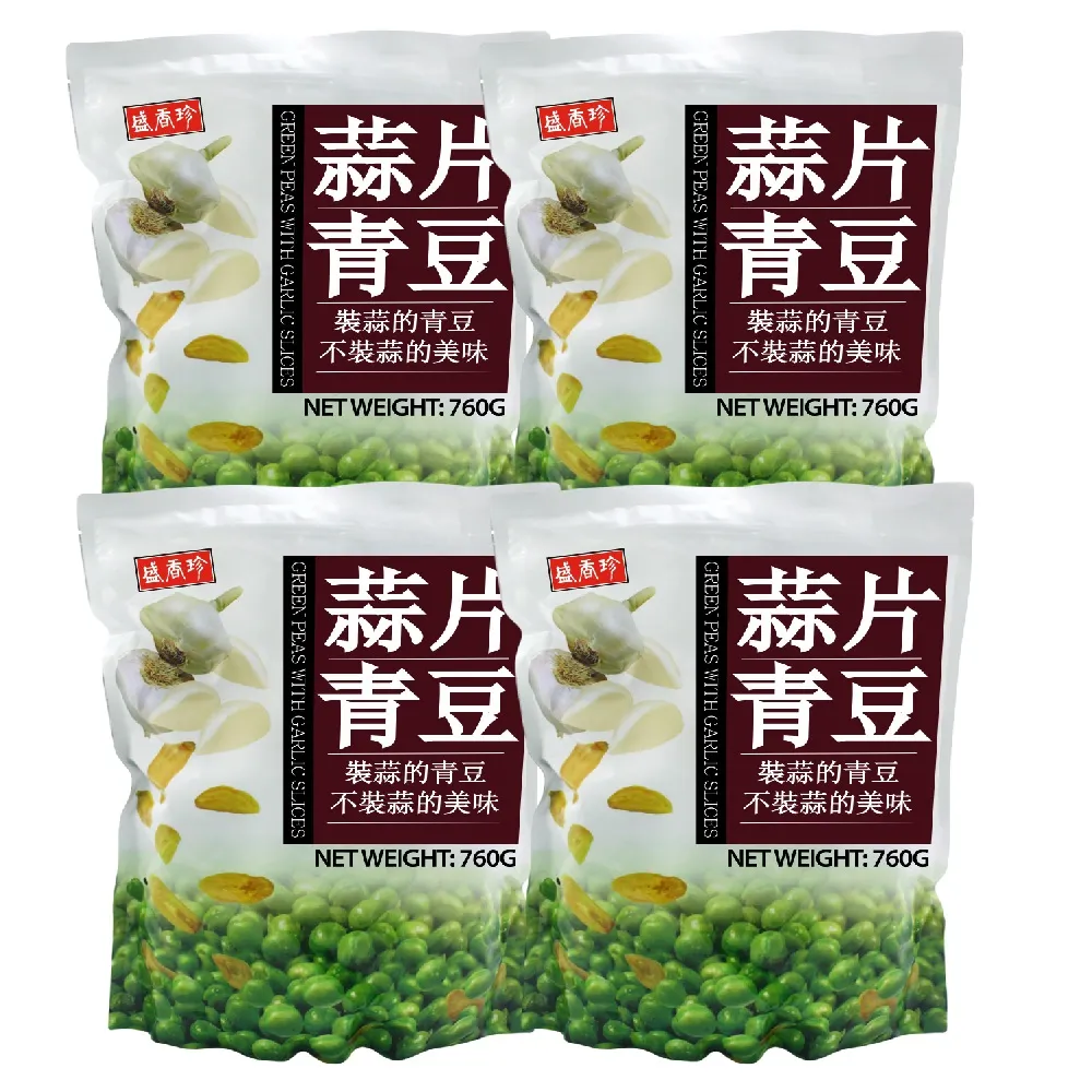 【美式賣場】盛香珍 蒜片青豆(760gX4包)