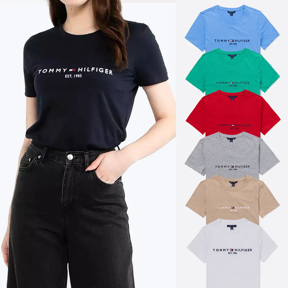 【TOMMY HILFIGER】TOMMY 經典刺繡文字Logo圖案短袖T恤 上衣-女-多色選(百搭舒適/平輸品/短T)