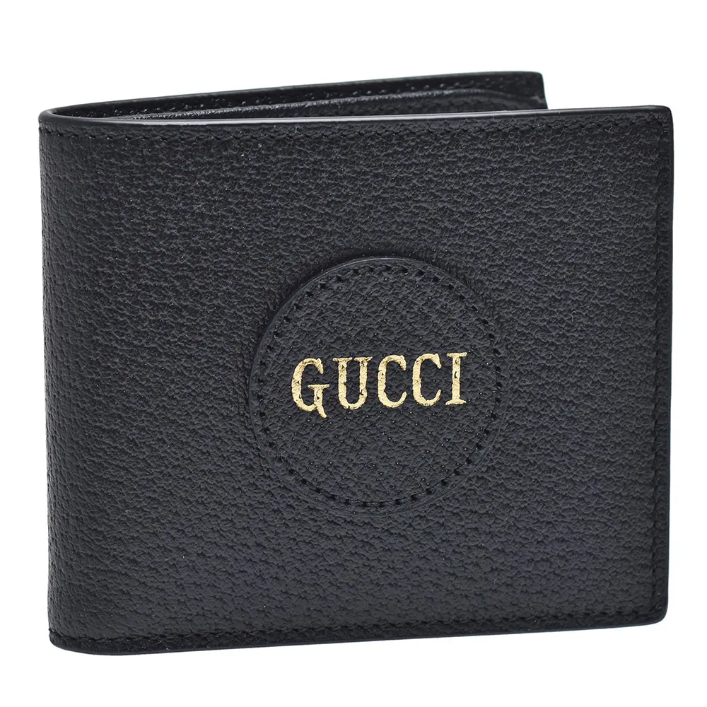 【GUCCI 古馳】經典品牌LOGO牛皮摺疊短夾(黑色644100-DJ20N-1000)